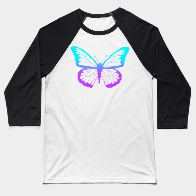 Purple Blue Butterfly Lines Baseball T-Shirt by Art by Deborah Camp